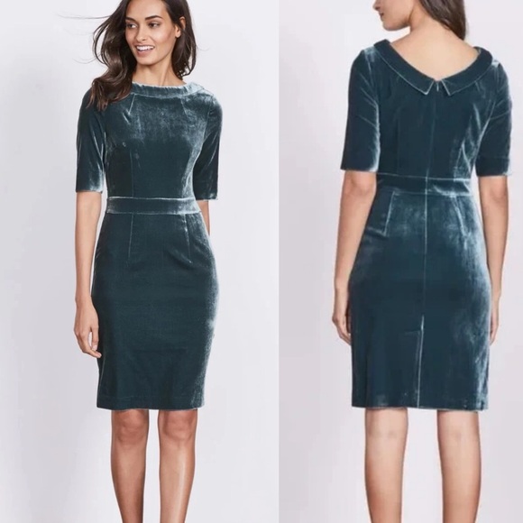 Boden Dresses & Skirts - Boden Velvet Martha Retro Pinup Silk Blend Dress In Blue Green Women's Sz 6R